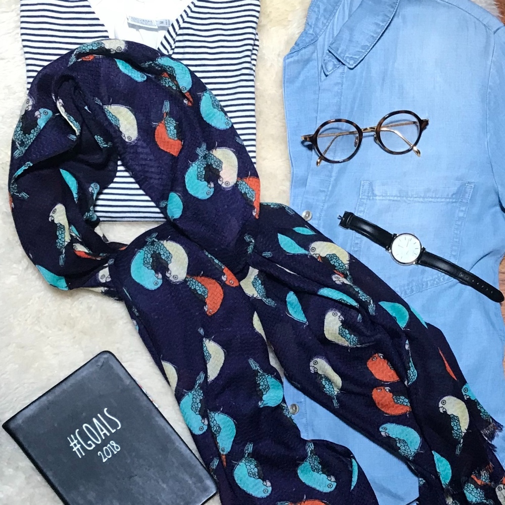 *sold* [3/$15] Vibrant Bird Print Scarf